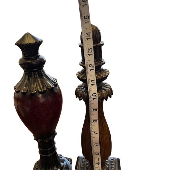 Two Vintage Look Finnials Deep Red and Brown - Picture 4 of 5